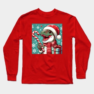 T-Rex with candy cane Long Sleeve T-Shirt